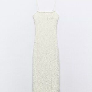 Zara Thin Strap Cream Lace Dress